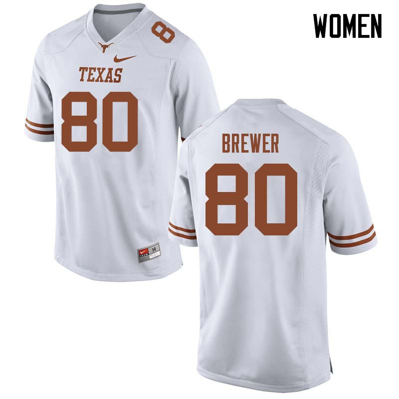Women #80 Cade Brewer Texas Longhorns College Football Jerseys Sale-White